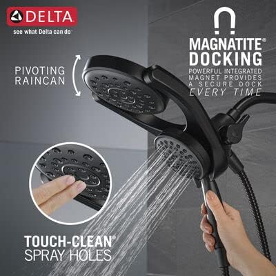Delta 75699BL HydroRain Dual Shower Heads with MagnaTite and Matte Black