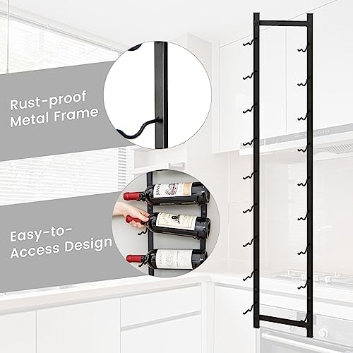 GOFLAME Wall Mounted Wine Rack for 9 Bottles