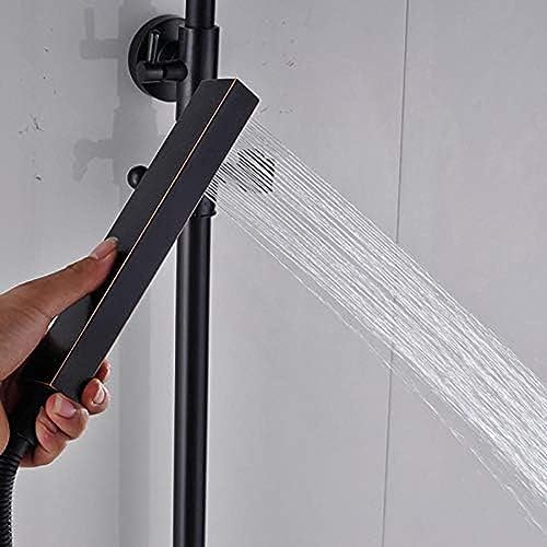 TECKI Shower Faucet Set with LED Rainfall Head and Handheld Tap