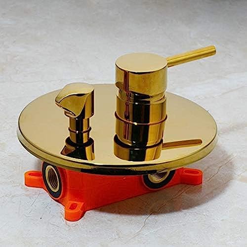 TECKI Brushed Gold Brass Shower Set with Handheld and Wall Mount