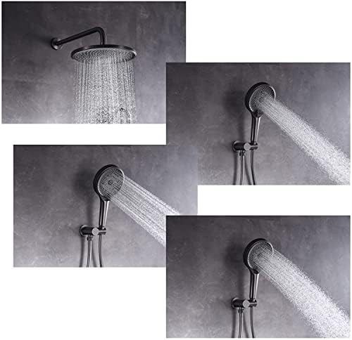 White Wall Mounted Shower System with Rain and Handheld Heads 1