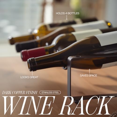 1-Tier Metal Wine Rack for Countertop - 4 Bottle Storage