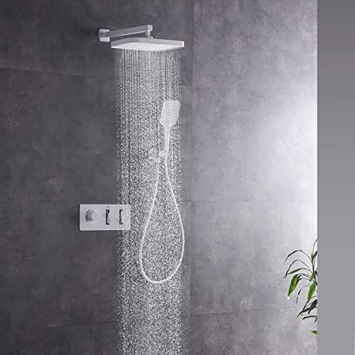 White Aesthetic Mixer Shower Set with Rainfall and Handheld