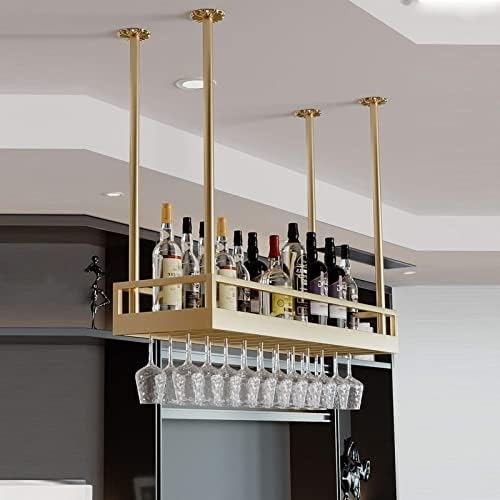 Ceiling Wine Rack - Durable Wrought Iron Wall Mounted Storage