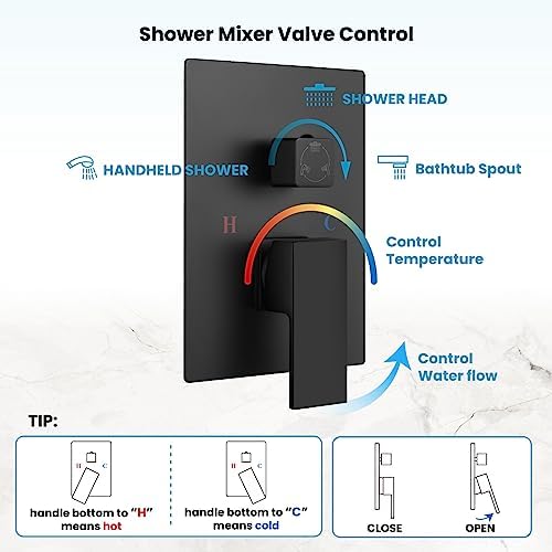gotonovo 10 Inch Rain Shower Head System with Handheld Sprayer and Tub Spout