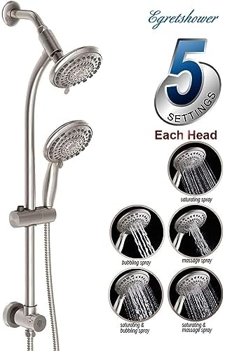 Egretshower Handheld Rain Shower Combo with 275 Slide Bar
