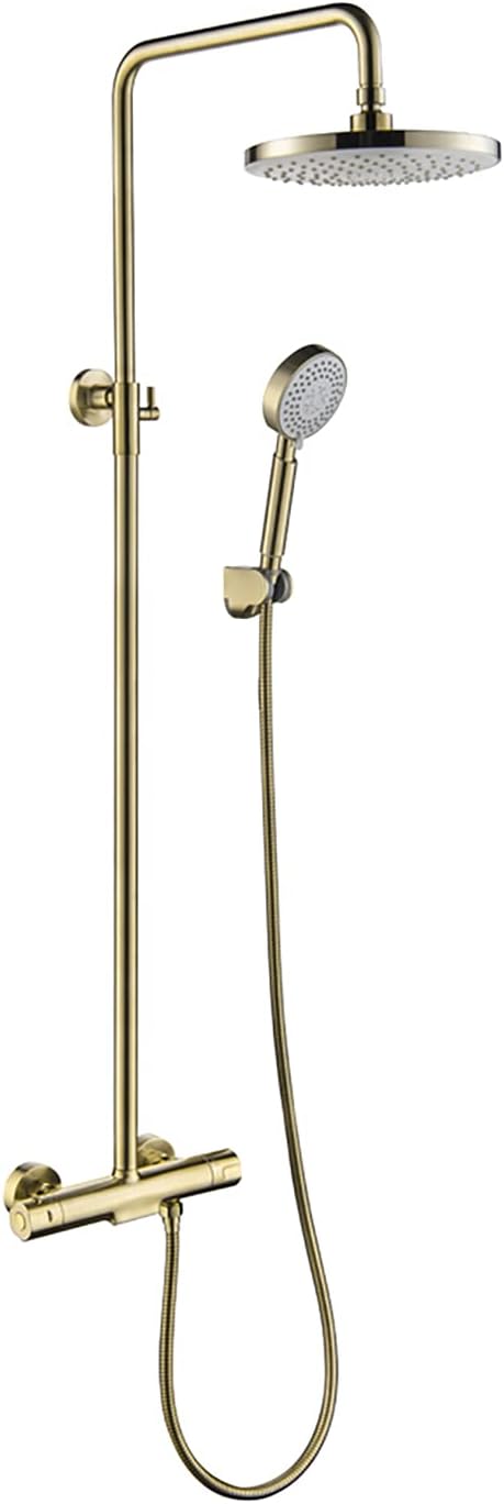 10 Inches Rain Shower System with Thermostatic Faucet and Handheld Shower