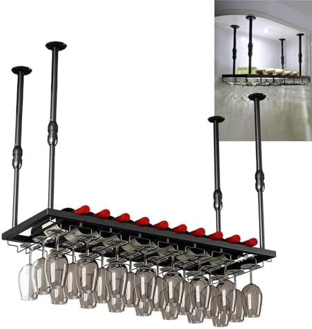 Whalebee Wall-Mounted Wine Glass Rack - 7 Sizes Black Gold