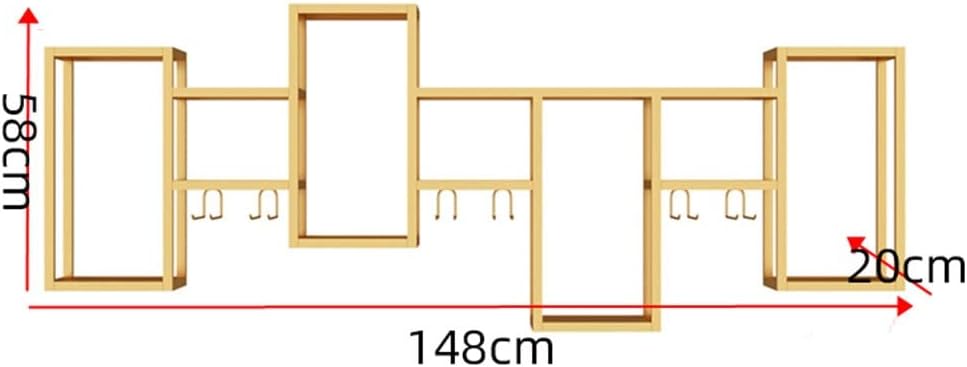 Gold Floating Wall-Mounted Wine Rack with Storage