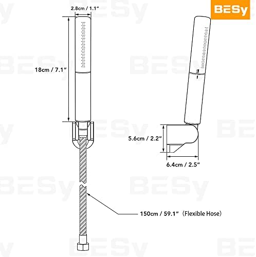 BESy Black Brass Handheld Shower Head 2 In 1 Set