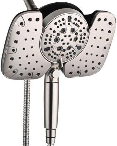 INAVAMZ 25GPM Nickel Shower Head with Handheld 10 Spray Settings