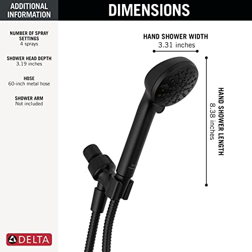 Delta 4-Spray Handheld Shower Head Matte Black 1