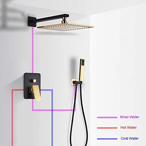Black Gold Rain Shower System with Handheld