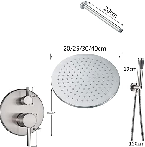 Shower Fixtures System with Rain Shower Head and 3-Setting Handheld
