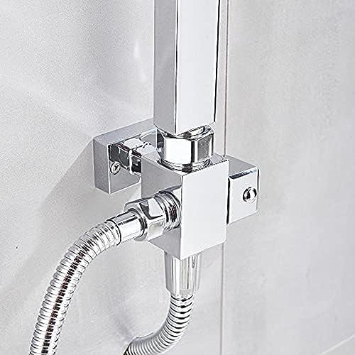 Chrome Bath Shower Faucet with Handheld and Rainfall 2-way Switch