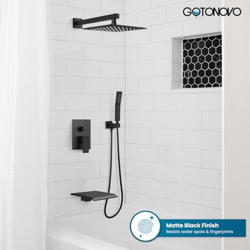 gotonovo 10 Inch Rain Shower Head System with Handheld Sprayer and Tub Spout