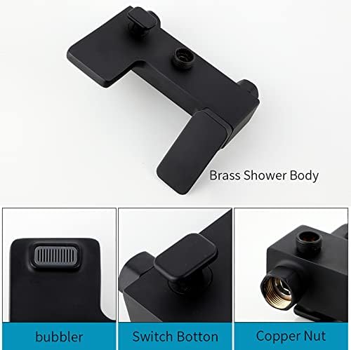 Black Rainfall Shower System Set with Adjustable Handheld and Wall Mounted Faucet