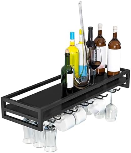 Whalebee Wall-Mounted Wine Glass Rack - 5 Rows Black Gold White