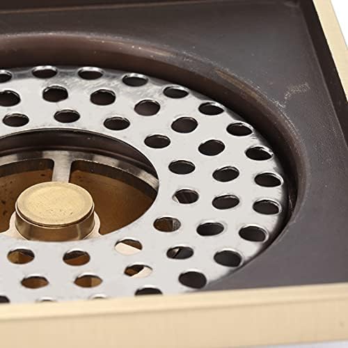 OUKENS 39x39in Square Art Carved Copper Brass Floor Drain Kit