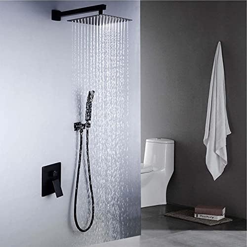 Black Rainfall Shower System with Handheld Head