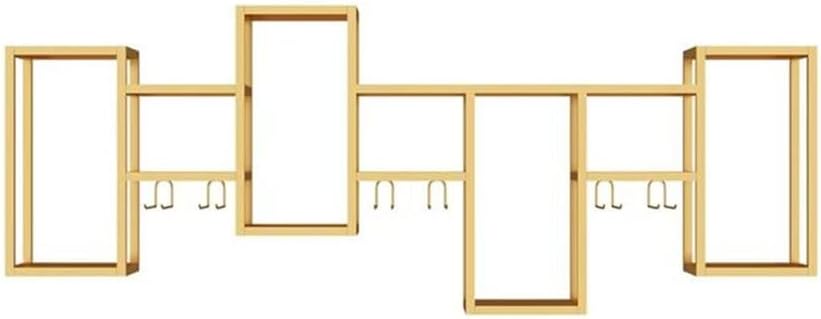 Gold Floating Wall-Mounted Wine Rack with Storage