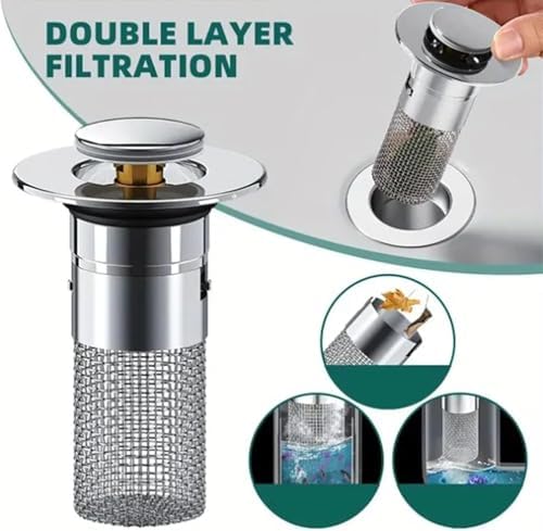Stainless Steel Pop-Up Drain Strainer for Bathroom Sink