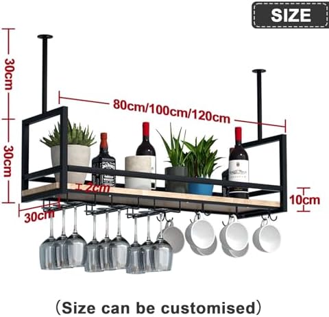 HZHKKP Ceiling Wine Glass Rack Industrial Black Wall-Mounted Wine Holder