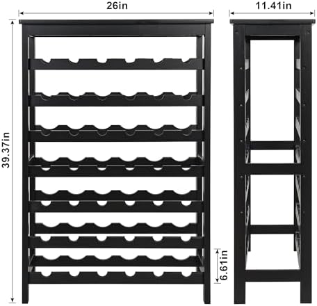 VASMIA 42-Bottle Bamboo Wine Rack 7-Tier Freestanding Floor