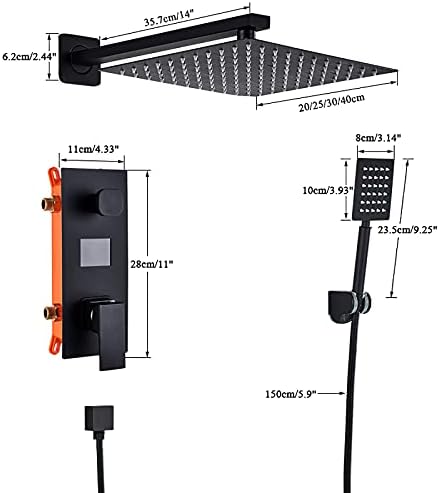 Wall Mounted Matte Black Shower Combo Set with Digital Display