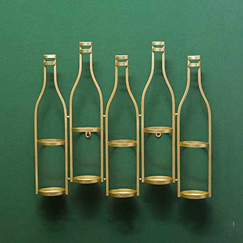 Wrought Iron Gold Wine Rack for Wall Mount