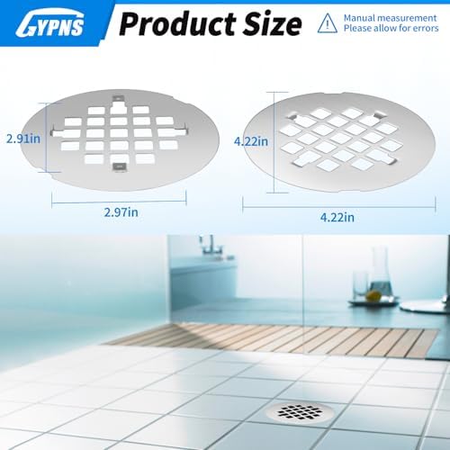 GYPNS Chrome Shower Drain Cover 4-14 Inch Round 2 Pack