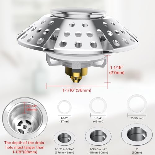 MGT Stainless Steel Tub Drain Stopper 304