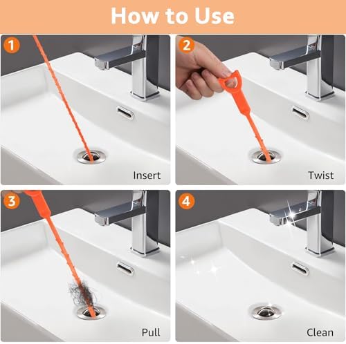AHUONEL 4Pcs Drain Cleaner Tool Set