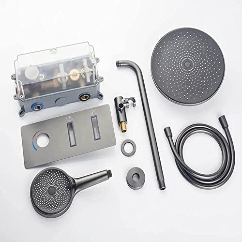 White Wall Mounted Shower System with Rain and Handheld Heads 1