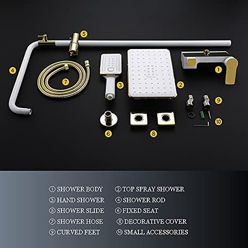 White Waterfall Shower System with Handheld Combo Set