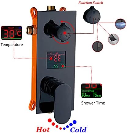 Rain Shower System with Digital Display Black Faucet Set