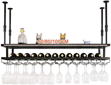 Industrial Hanging Wine Rack with 2-Layer Metal Frame