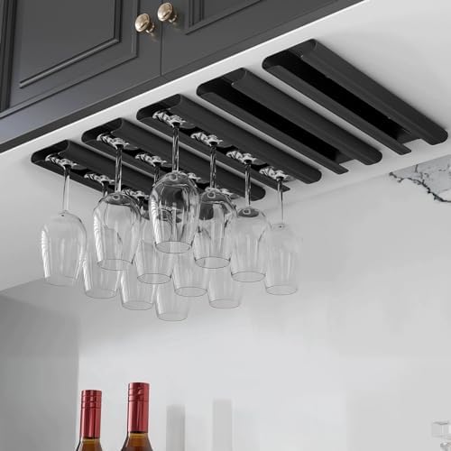GeLive 12 Inch Wine Glass Holder Under Cabinet Set of 2 Black