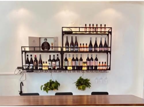 SilteD Wall-Mounted Wine Rack with LED Industrial Style
