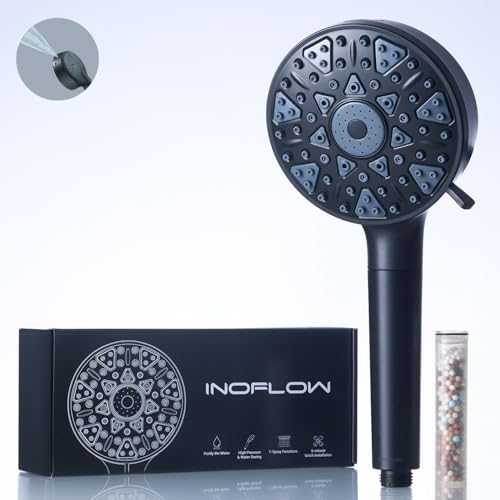 InoFlow High Flow Handheld Showerhead with 7 Modes and 60 Hose Matt Black
