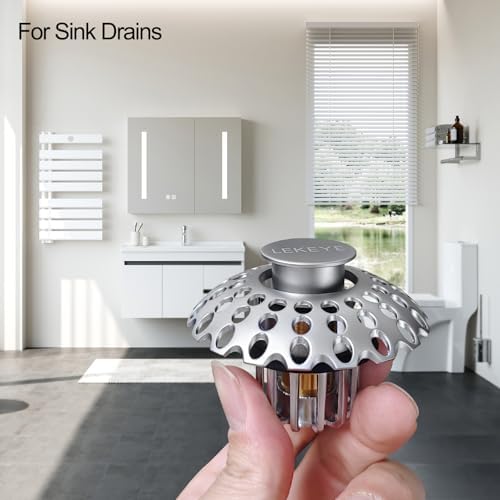 LEKEYE Bathroom Sink Stopper with Hair Catcher - Pearl Chrome 1