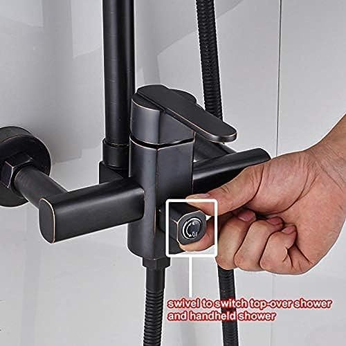 TECKI Shower Faucet Set with LED Rainfall Head and Handheld Tap