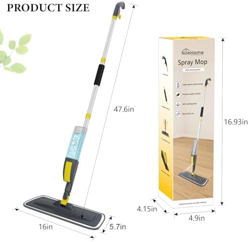 NileHome Spray Mop with 3 Washable Pads and 400 ml Refill Bottle