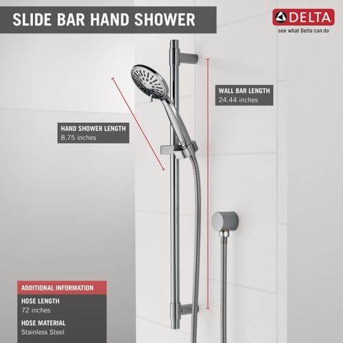 Delta Chrome Handheld Shower Head with Slide Bar and Hose