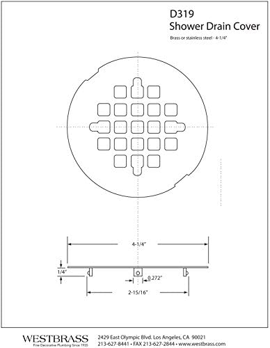 Westbrass 4-14 OD Casper Brass Shower Strainer Grid