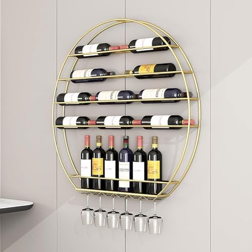 HUHJYUGE Wall Mounted Wine Rack with Gold Finish