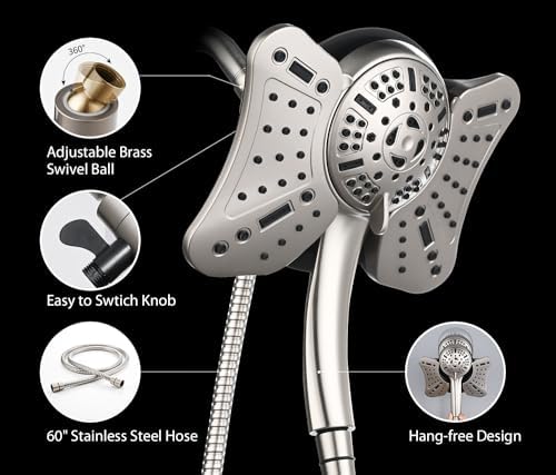 GRICH 25GPM Handheld Shower Head Combo with 9 Spray Modes