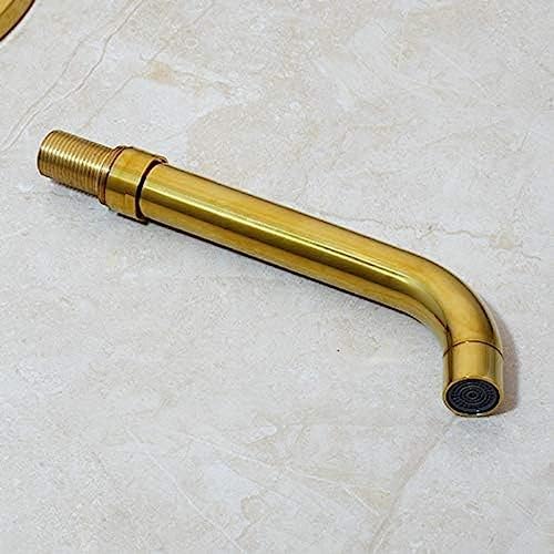 TECKI Brushed Gold Brass Shower Set with Handheld and Wall Mount