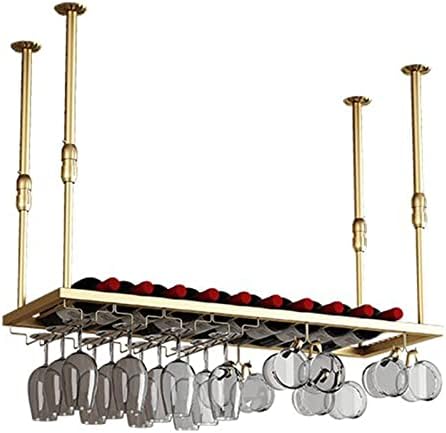 Ceiling Hanging Wine Rack with Glass Holder
