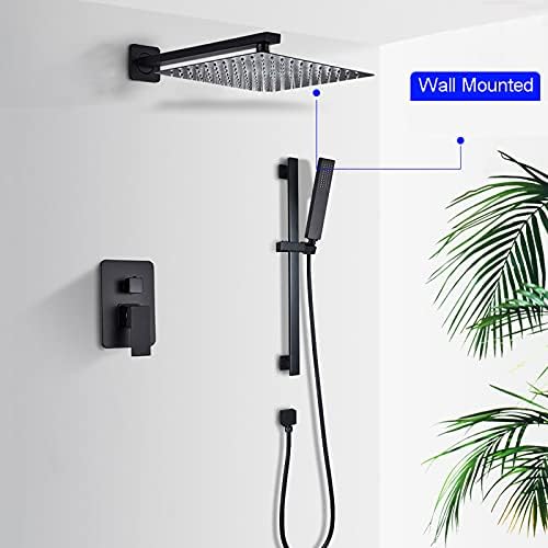 Brass Rain Shower Faucet Set with Adjustable Rod and Handheld Shower